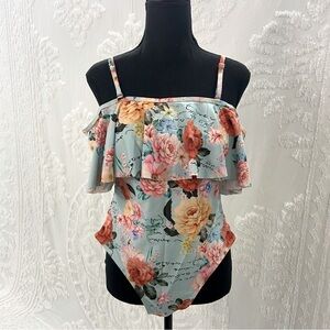 SHEIN Floral Bathing Suit Sz 1X Floral Core Bohemian Shabby Chic Hyperfeminine